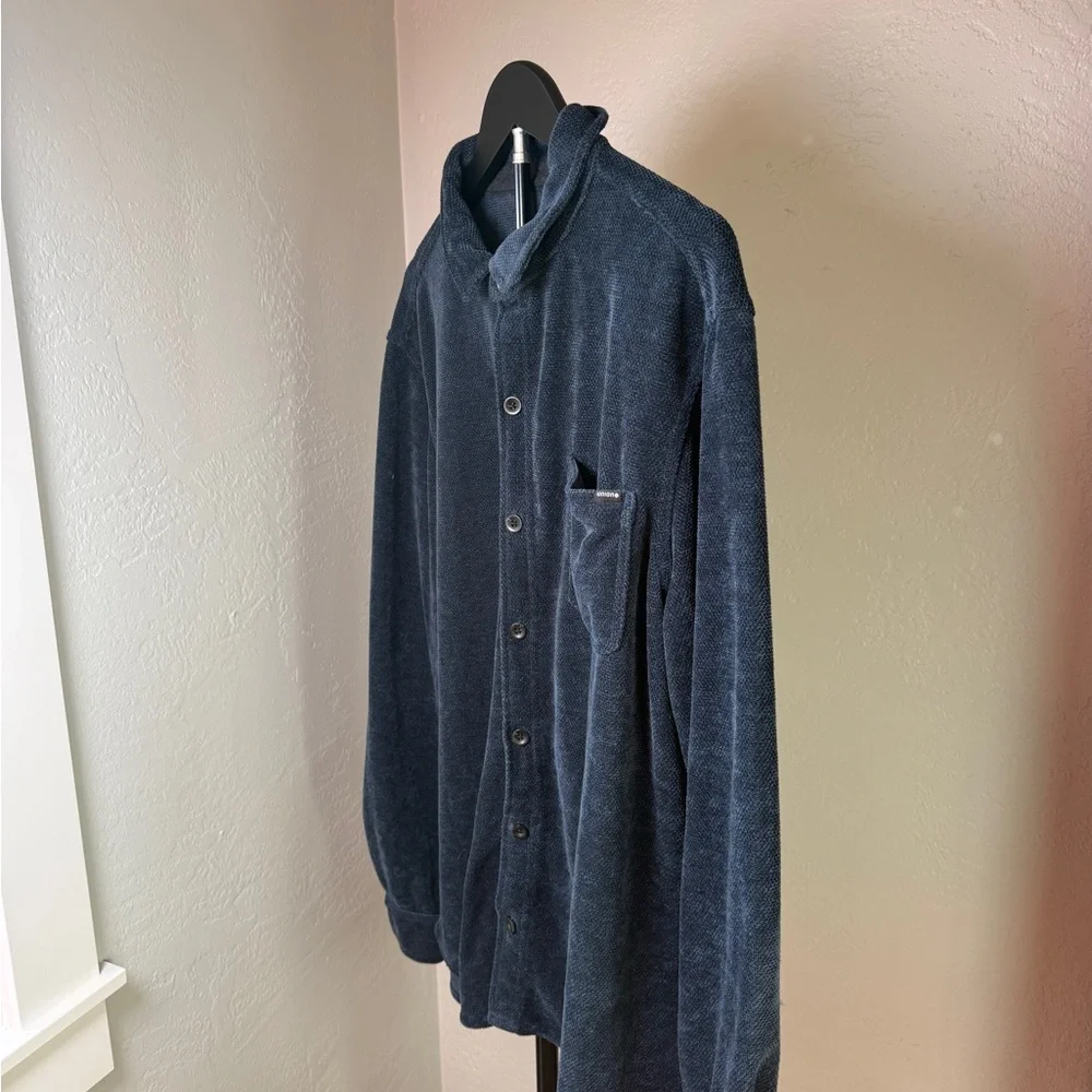 Union SEA/WA Navy Textured Knit Button Up Shacket Shirt Jacket Size XXL
